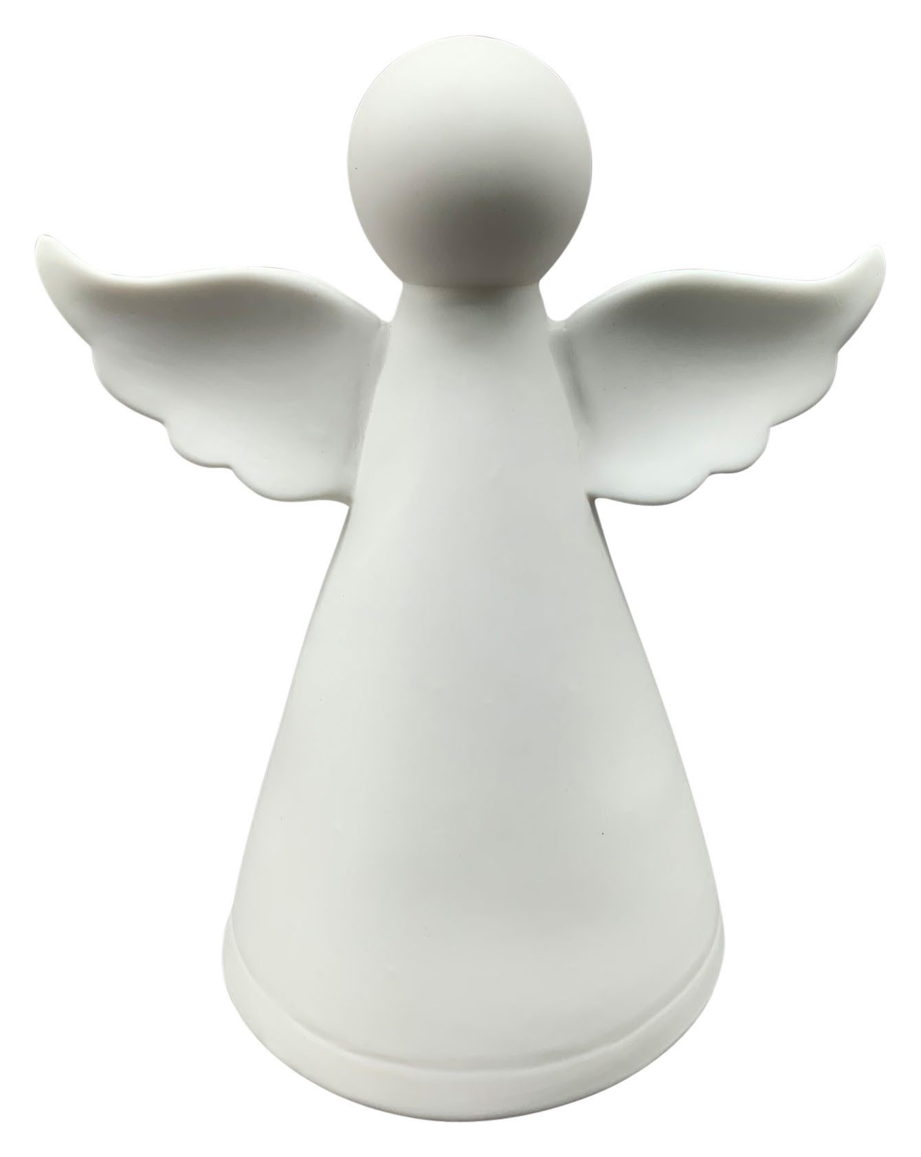 finehomegarden Engelfigur Engel mit LED mit Timer Porzellan weiß H12cm+H18cm Weihnachten (1 St), 2Größen wählbar Skulptur Figur Weihnachten