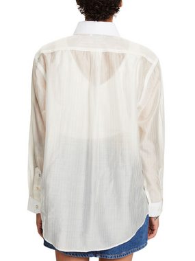 Esprit Langarmbluse Transparentes Button-Down-Hemd mit Streifen