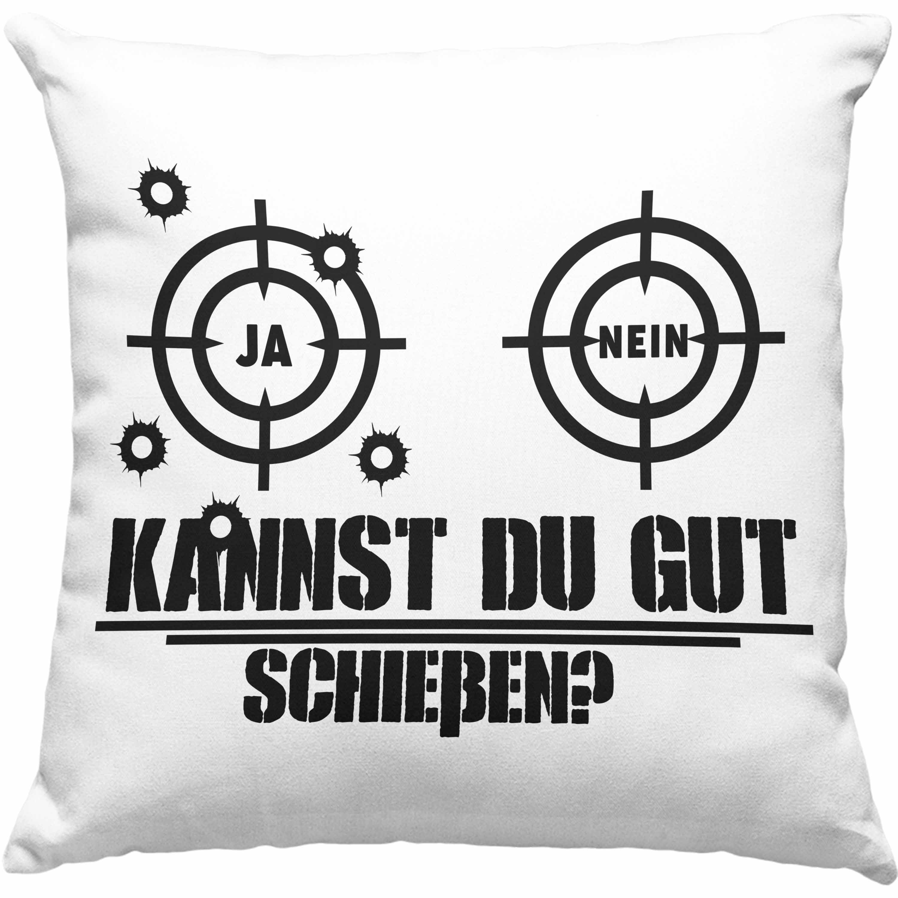 Trendation Schießsportler Sport-Schütze mit Füllung - Spruch Dekokissen Trendation Schützenfest Dekokissen Geschenk Grau Geschenkidee 40x40 Kissen