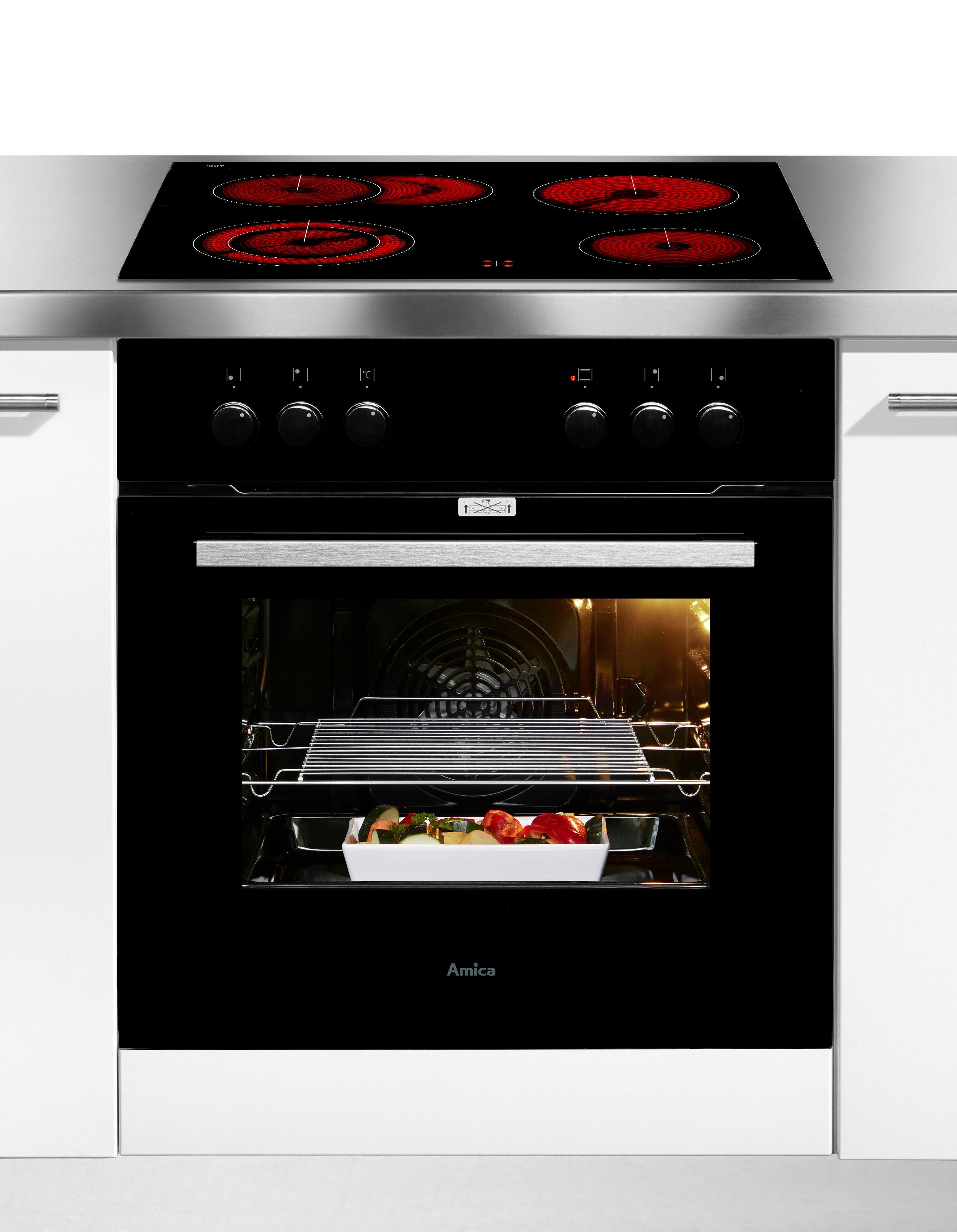 Amica Elektro-Herd-Set EHC 933 331 S, Steam Clean, Sicher kochen, flexibel backen – alles im Griff!