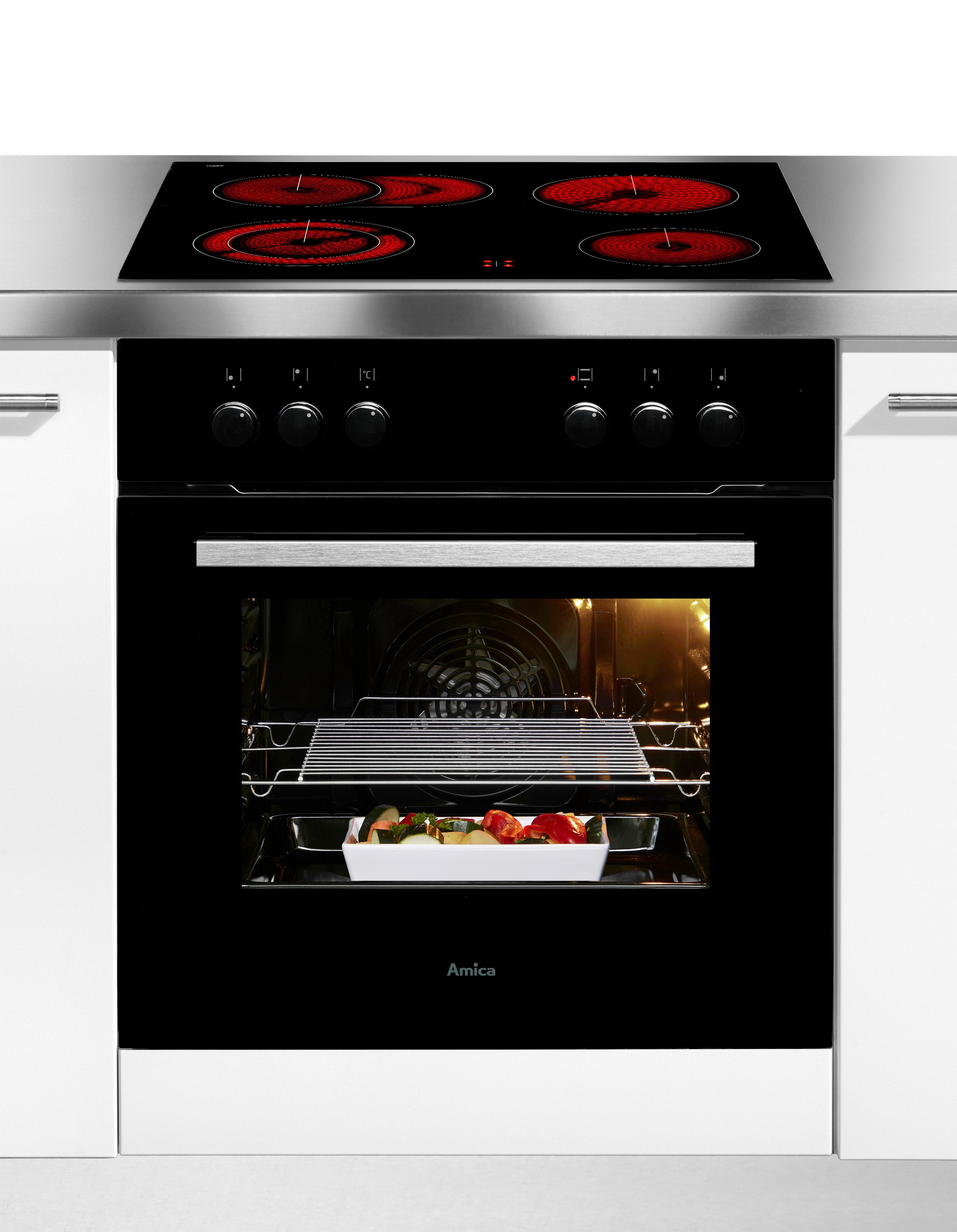 Amica Elektro-Herd-Set EHC 933 331 S, Steam Clean, Sicher kochen, flexibel backen – alles im Griff!