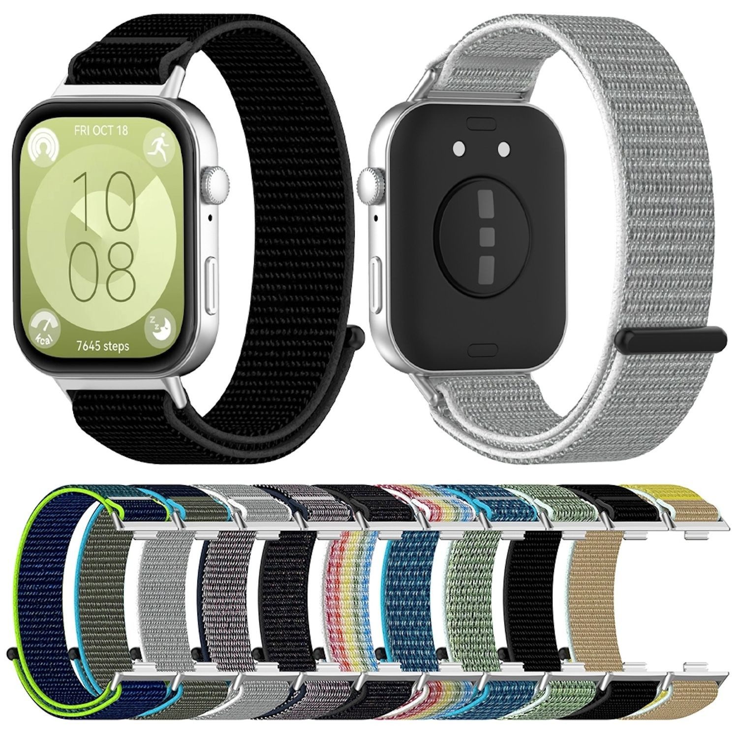 Wigento Smartwatch-Armband Für Huawei Watch Fit 4 / 4 Pro / 3 Nylon Klettve günstig online kaufen