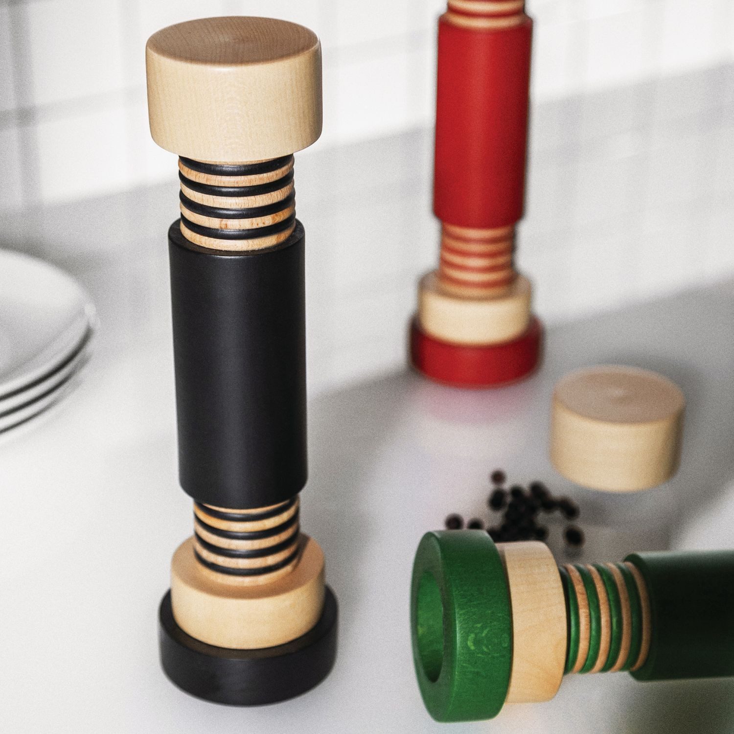 Alessi Salz-/Pfeffermühle Sottsass Collection Grün manuell