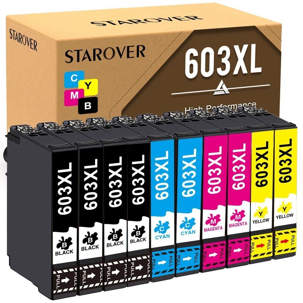 STAROVER 10er Multipack für EPSON 603XL 603 Druckerpatronen Tintenpatrone  (WF-2810 WF-2830 XP-4105 XP-4150 XP-4155, XP-2100 XP-2105 XP-2150 XP-2155  XP-3100 XP3105 XP-3150)