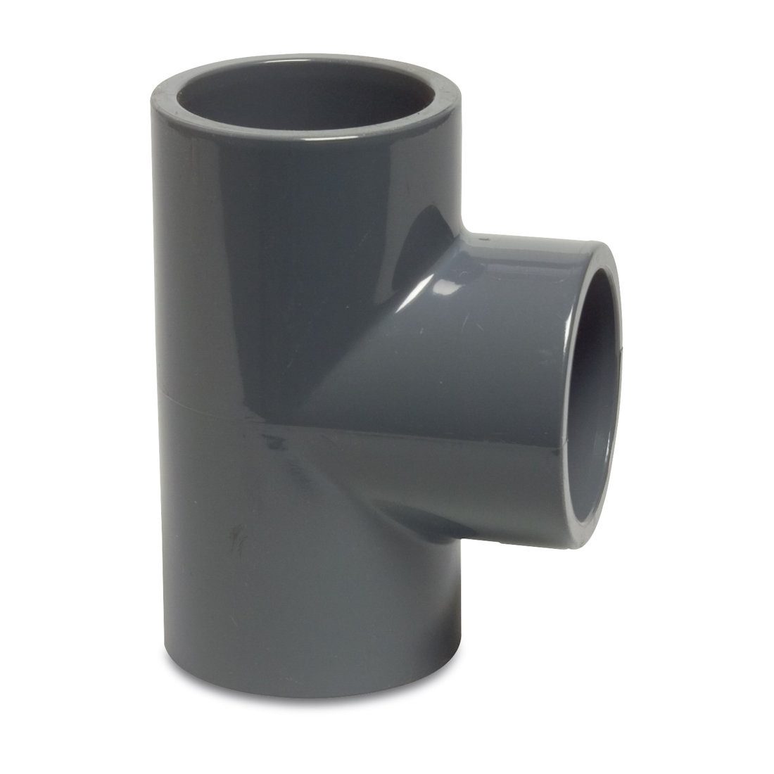 Mega Group Gewindefitting T-Stück 90° PVC-U Klebemuffe 10 - 16 bar, grau, Ø 16 mm (PN16)