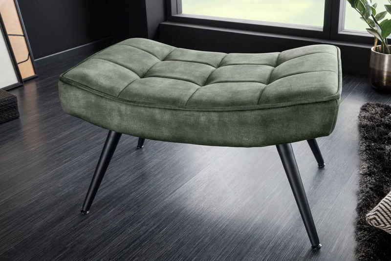 riess-ambiente Sitzhocker SCANDINAVIA 64cm dunkelgrün (1 St), Wohnzimmer · Samt · Metall · Schemel