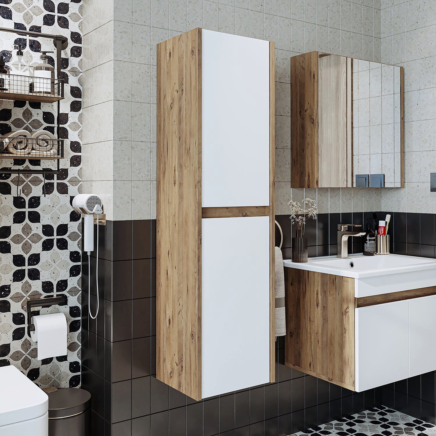 Roomart Badmöbel-Set, (Roomart, Badezimmermöbel, Hochschrank Badregal, günstig online kaufen