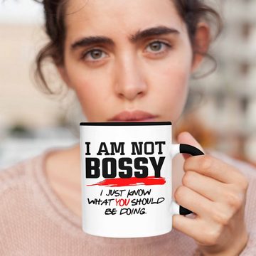 Trendation Tasse Lustiges Geschenk für Chefin Chef: Tasse mit Spruch Im Not Bossy