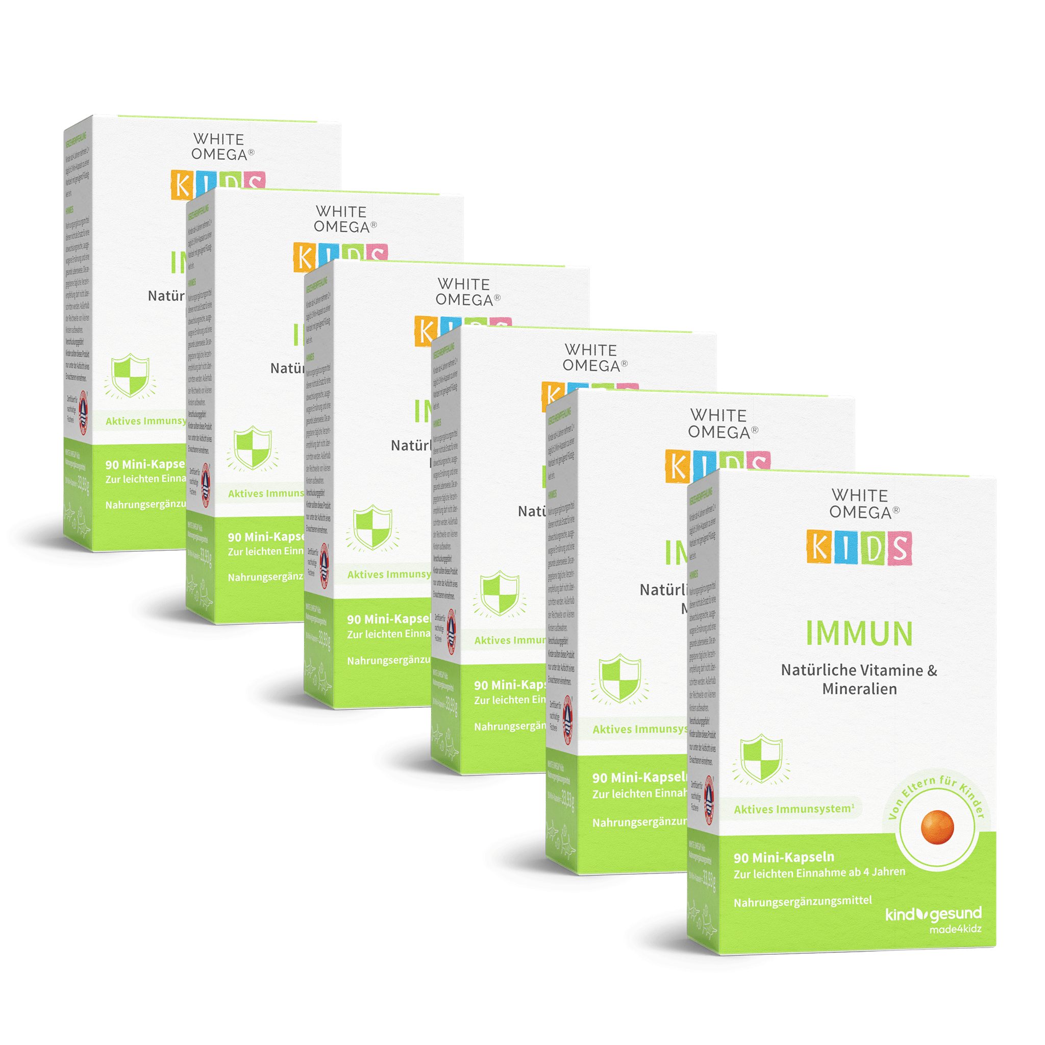 kindgesund Vitamine für Kinder Immunsystem - WHITE OMEGA® Kids Immun Kapseln