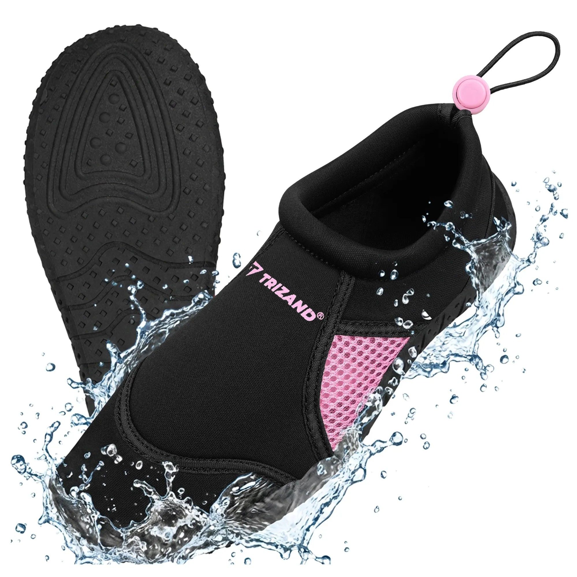 Trizand Badeschuhe Strandschuhe Wassersportschuhe Wasserschuh (Spar-Set, 1-tlg., 37) rutschfest, schnelltrocknend, Mesh, Kordelzug