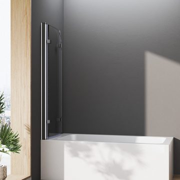 Hopibath Duschwand für badewanne 120 x 140, beidseitig Nano 6mm Sicherheitsglas, (Badewannenfaltwand 3 teilig faltbar, 180° Faltwand Klarglas), mit Aluprofi, Duschdichtungen