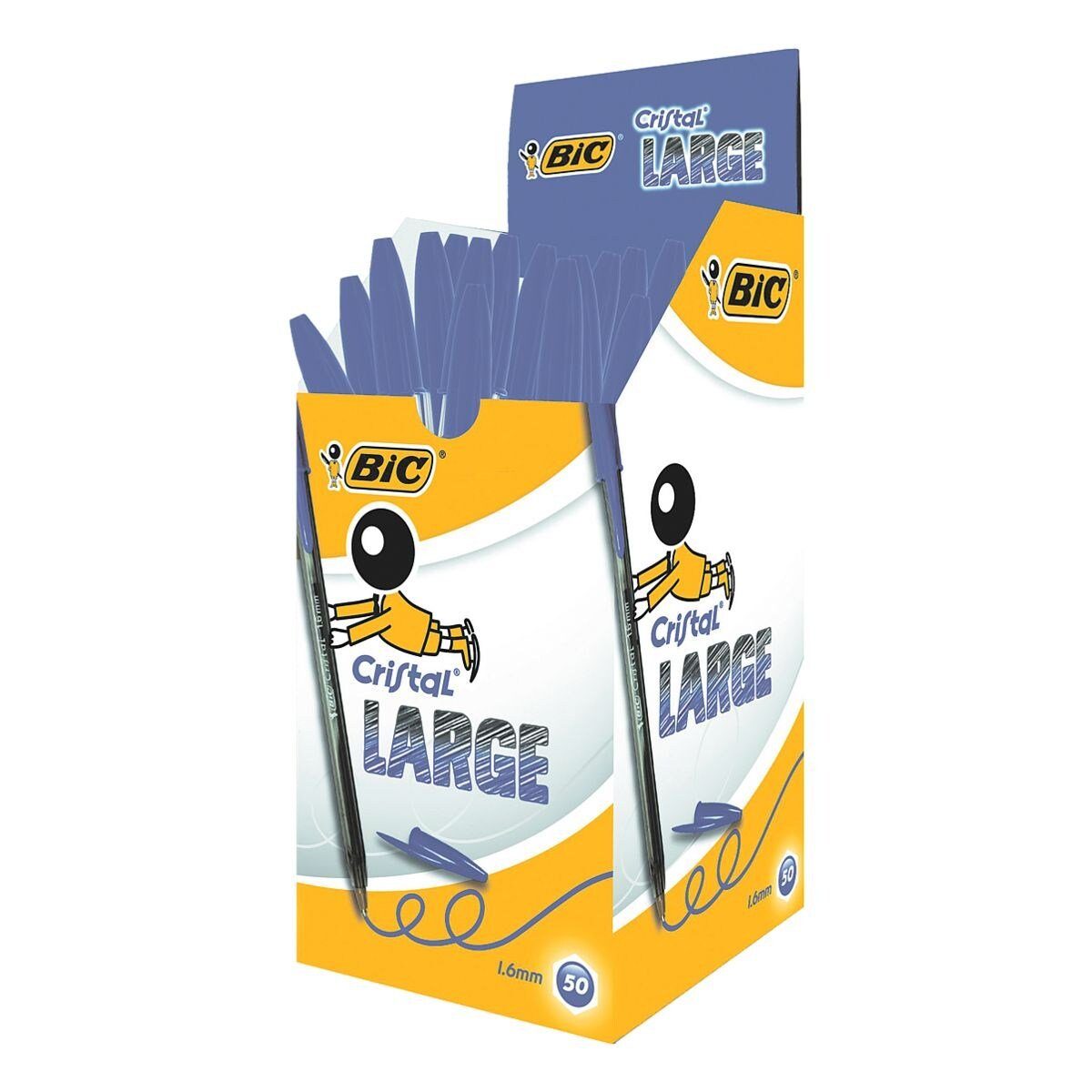 BIC Kugelschreiber Cristal Large, (50-tlg), Großpack, Strichstärke 0,6 mm