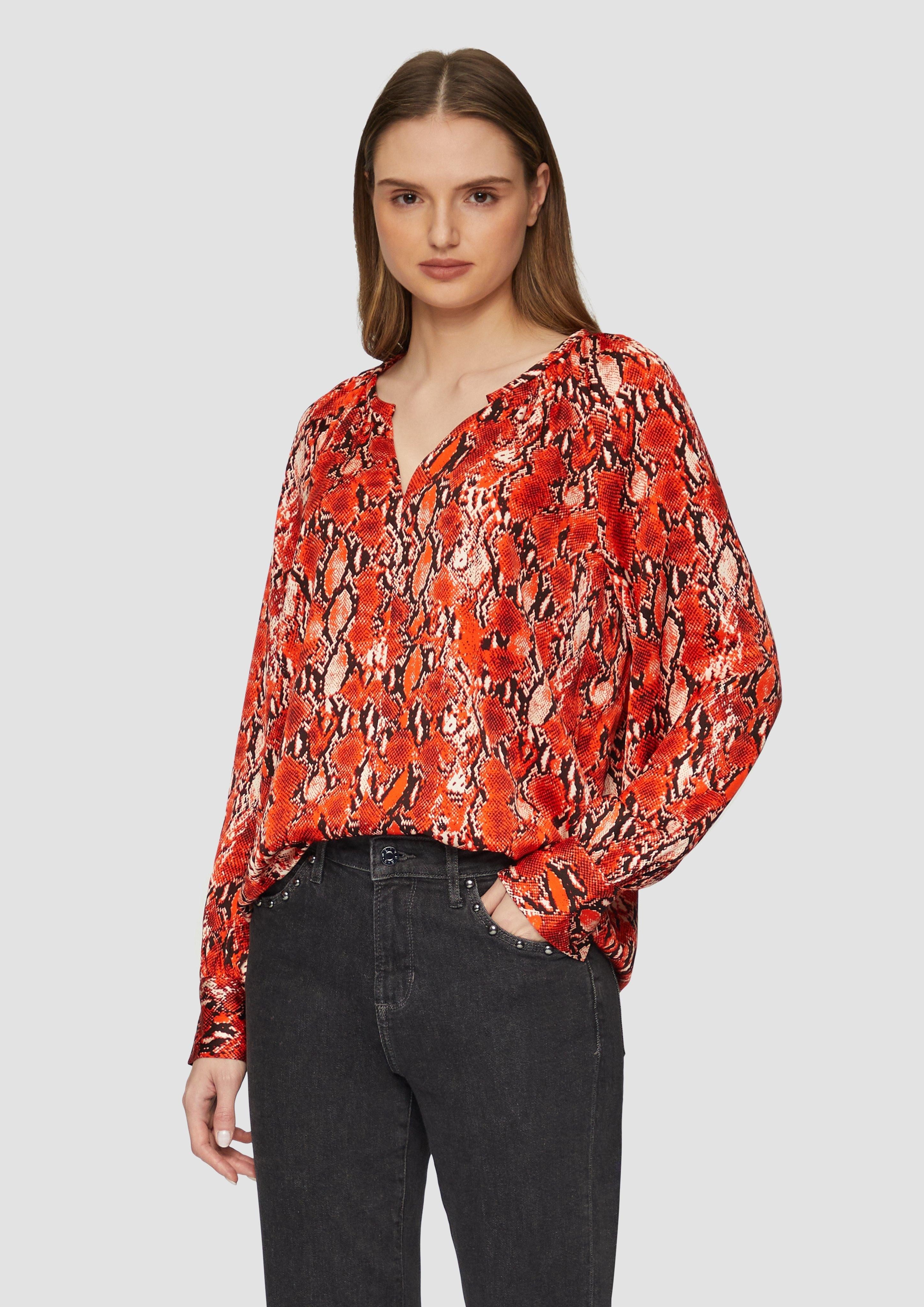 Langarmbluse Satinbluse im Relaxed Fit