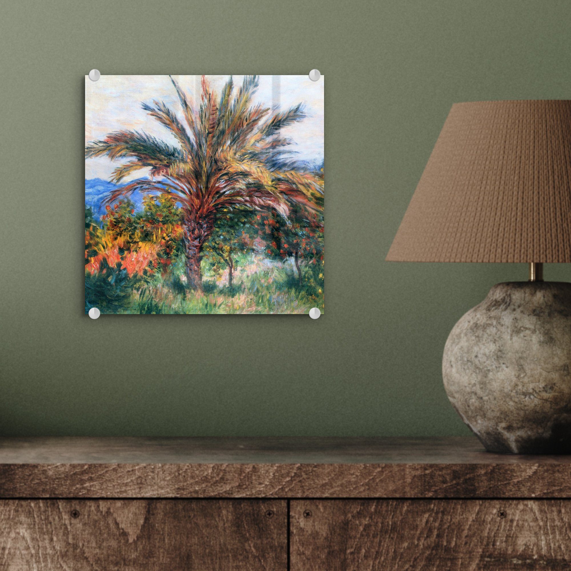 - in Glas MuchoWow Bilder St), Glas Wandbild Palme (1 Glasbilder Claude - Acrylglasbild Foto auf Monet, auf Wanddekoration Bordighera - -