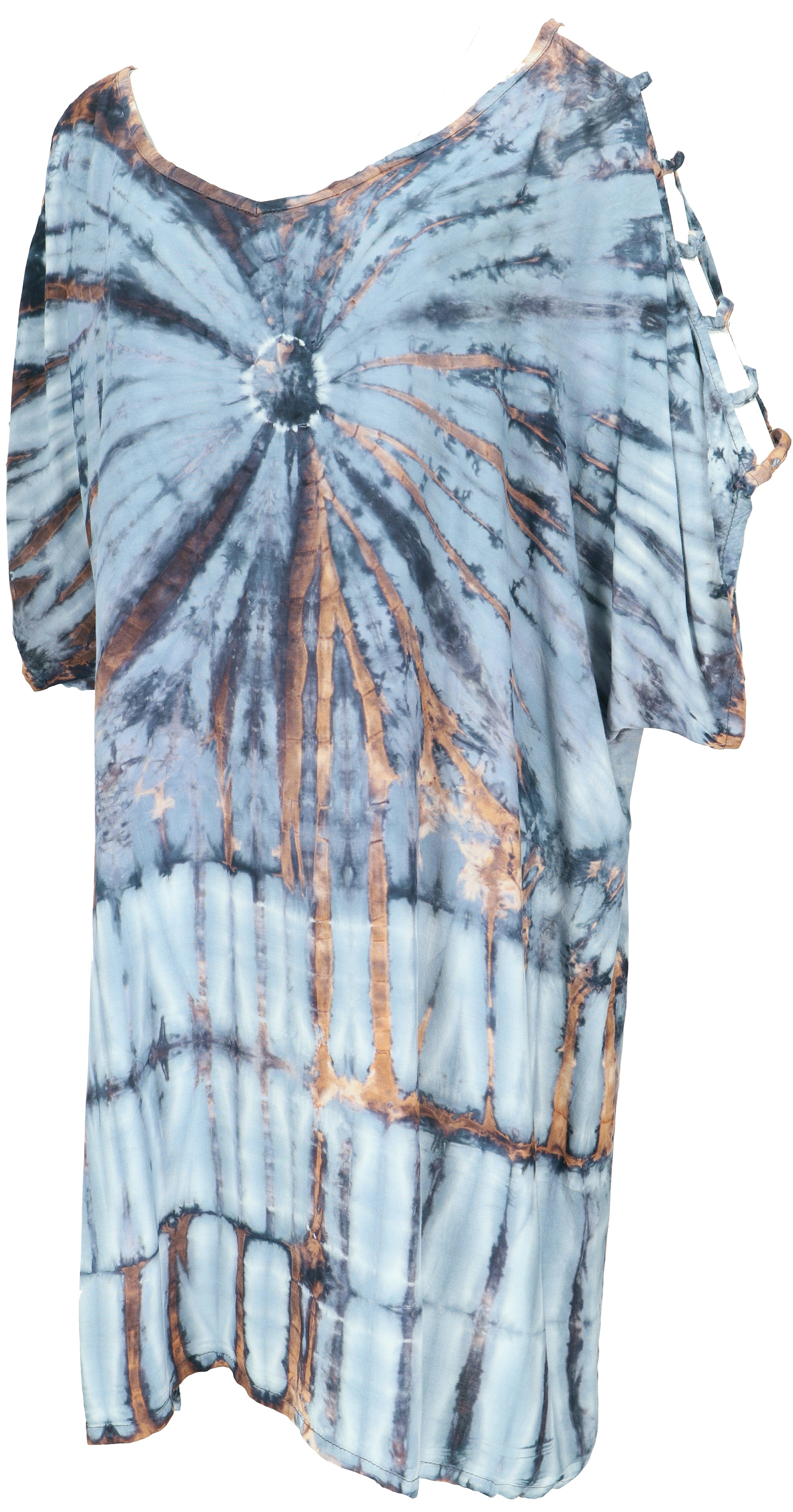 Guru-Shop Midikleid Schulterfreies Batikdress, Cold Shoulder.. günstig online kaufen