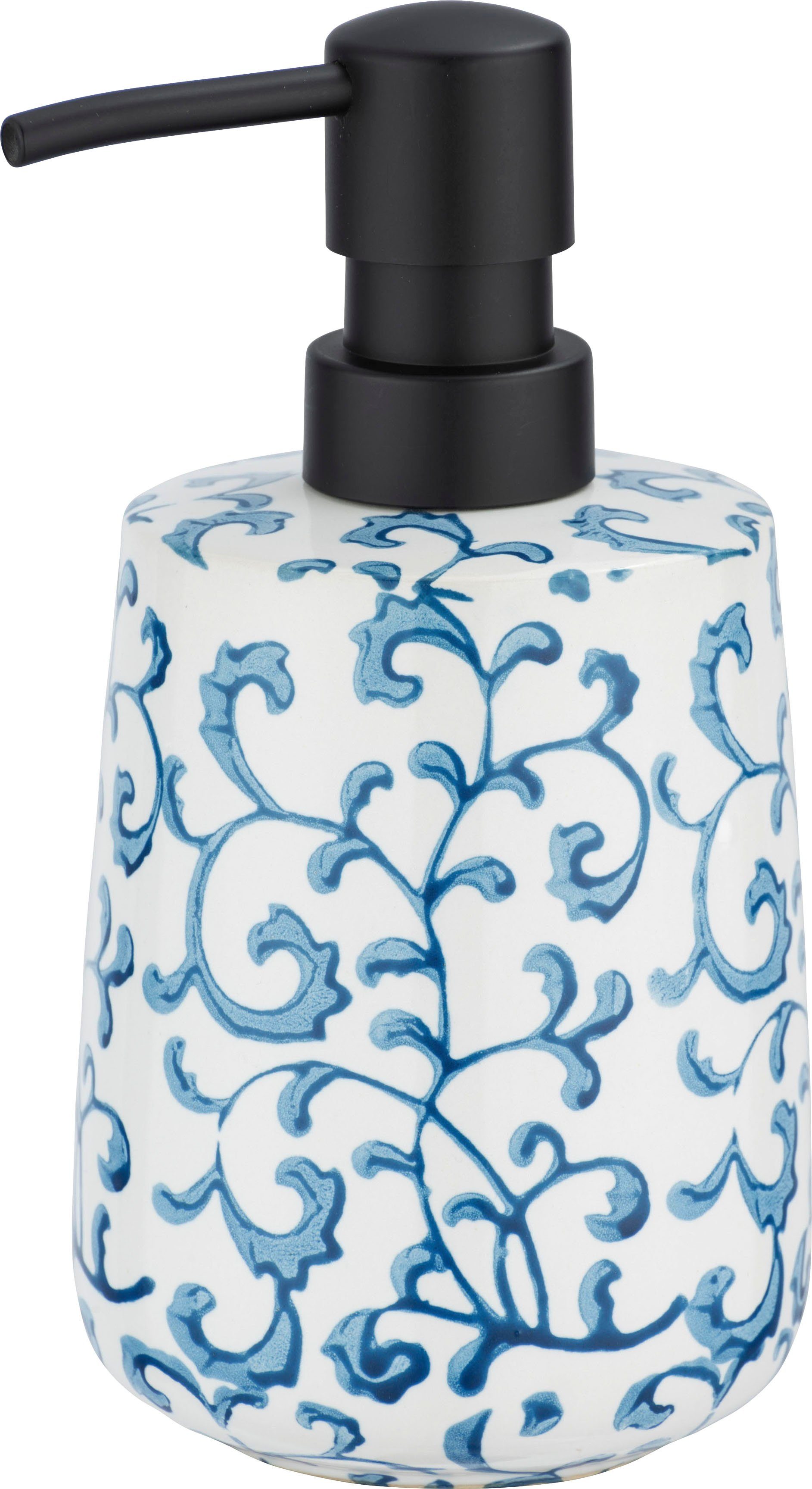 WENKO Seifenspender Mirabello, (1-tlg), Keramik, 400 ml, Bezauberndes  Design: Seifenspender mit floralen Verzierungen | Spülmittelspender
