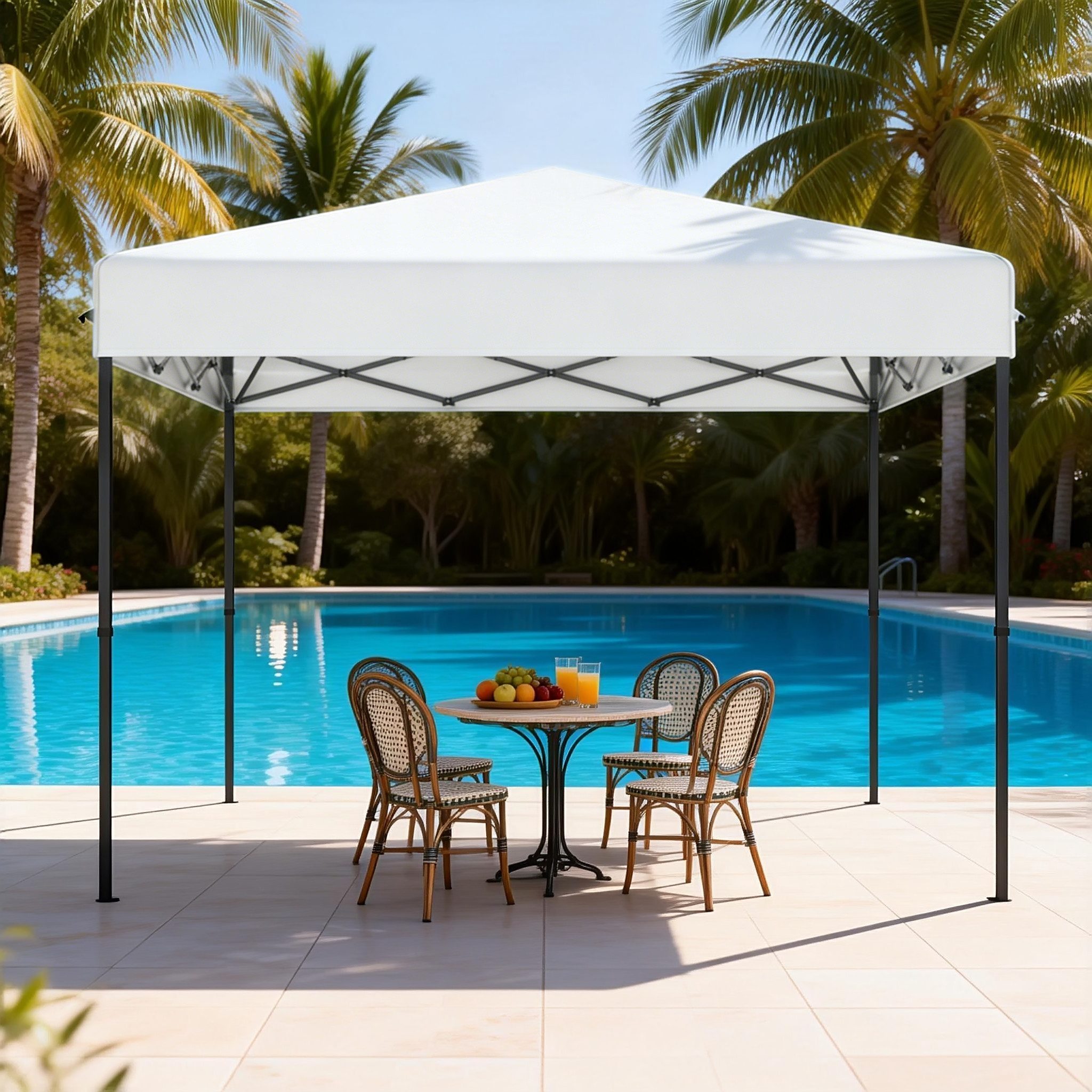 FIVMEN Partyzelt Pop Up Faltbar 3x3m für Garten Winterfest Faltpavillon Stahlrahmen, UV Schutz Camping Party, Hochzeit Höhe Verstellbar 240-260cm