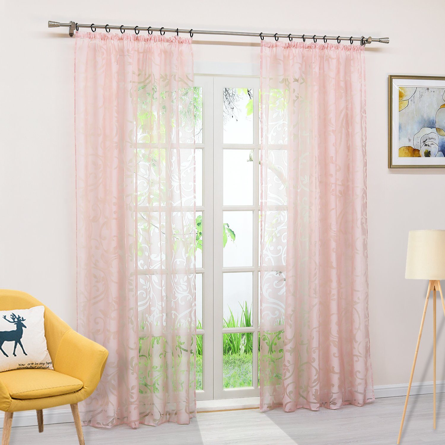 Joyswahl Gardine Jessica (1 St), Kräuselband, Voile Ausbrenner mit Ranken günstig online kaufen