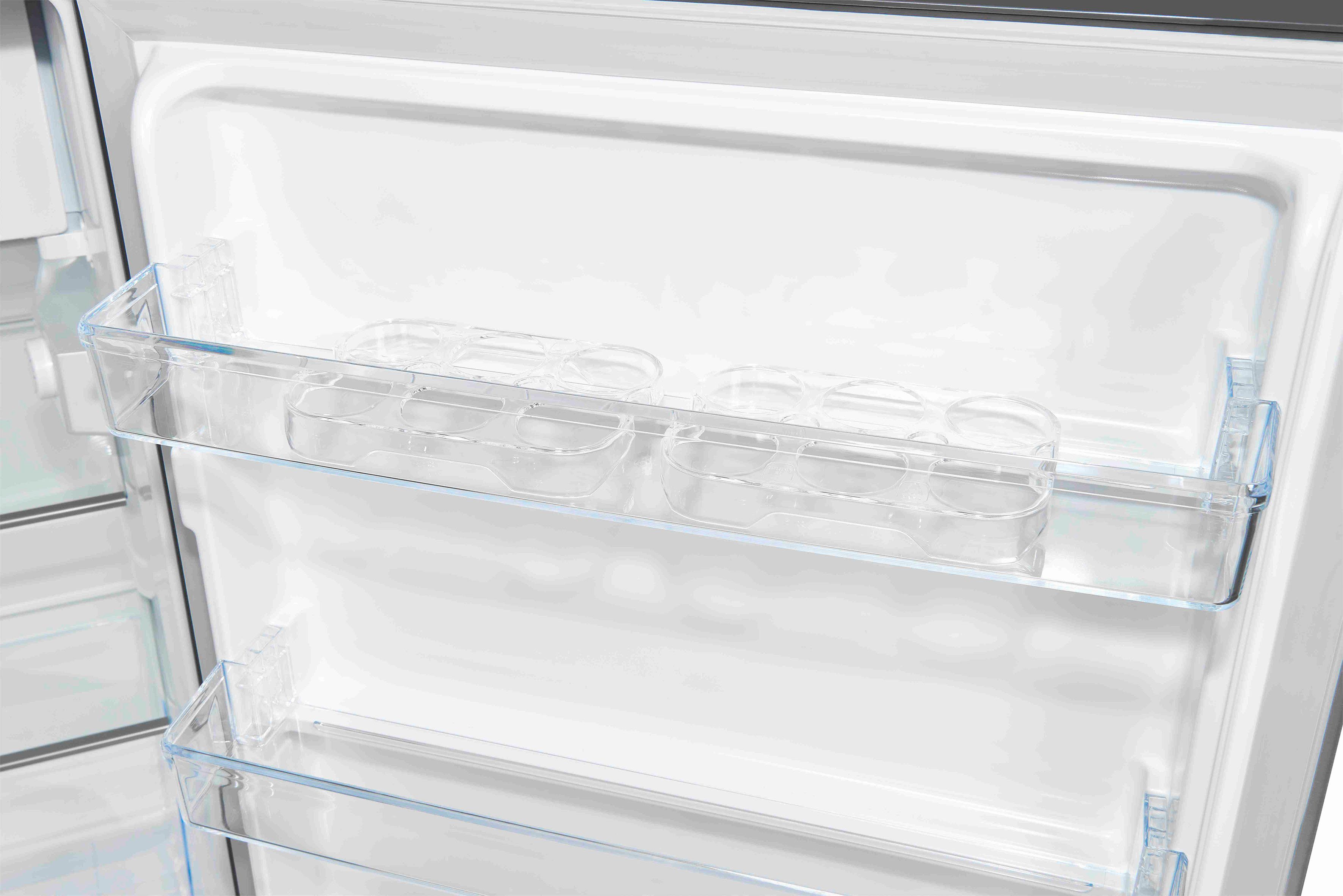 exquisit Kühlschrank KS16-4-H-010D inoxlook, breit hoch, 56 cm cm edelstahl 85