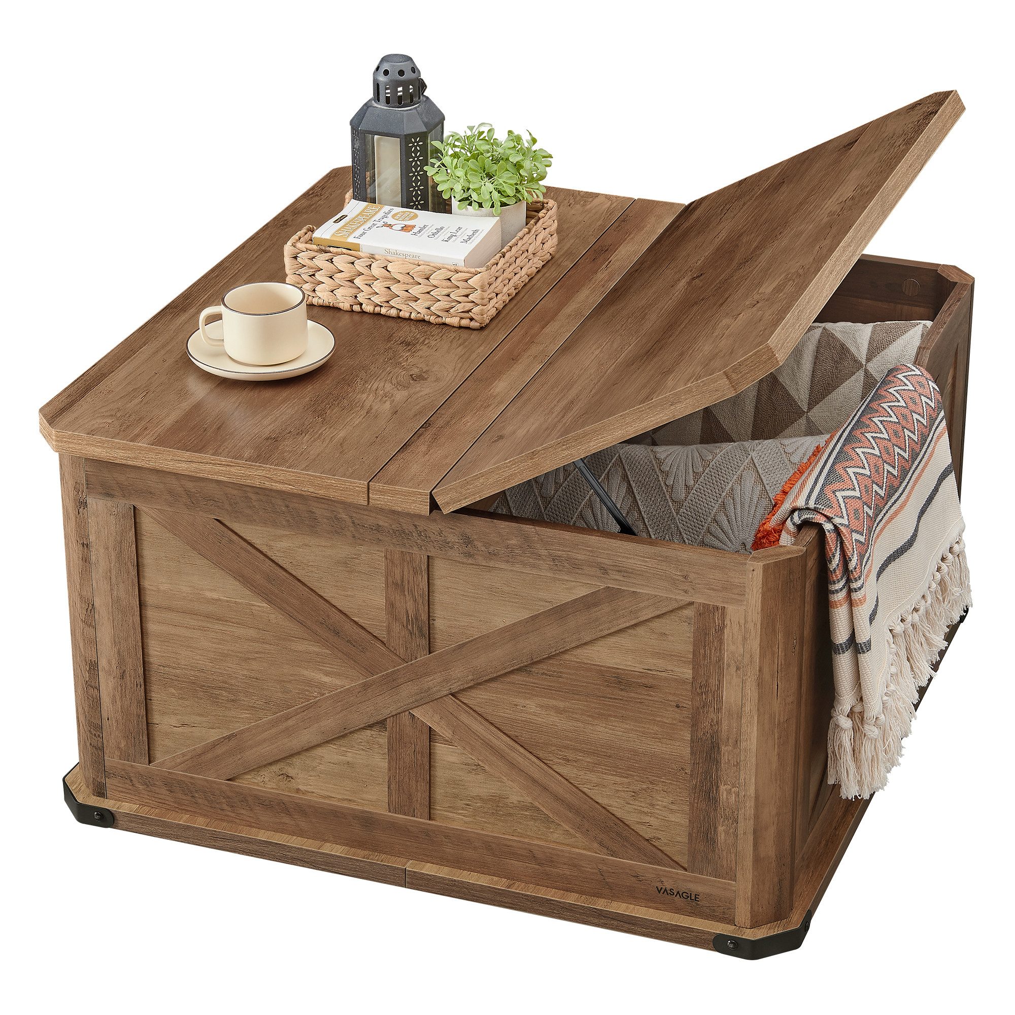 VASAGLE Couchtisch, multifunktional, viel Stauraum, klappbar, Landhausstil. Reduzierter Preis € 139,99. Unverbindliche Preisempfehlung € 206,99