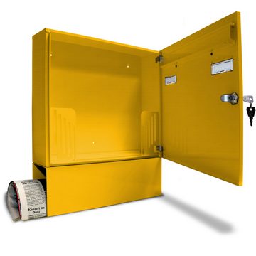 AL Briefkastensysteme Wandbriefkasten 1 Fach Basic Briefkasten A4 in RAL Farbe Signal Gelb wetterfest