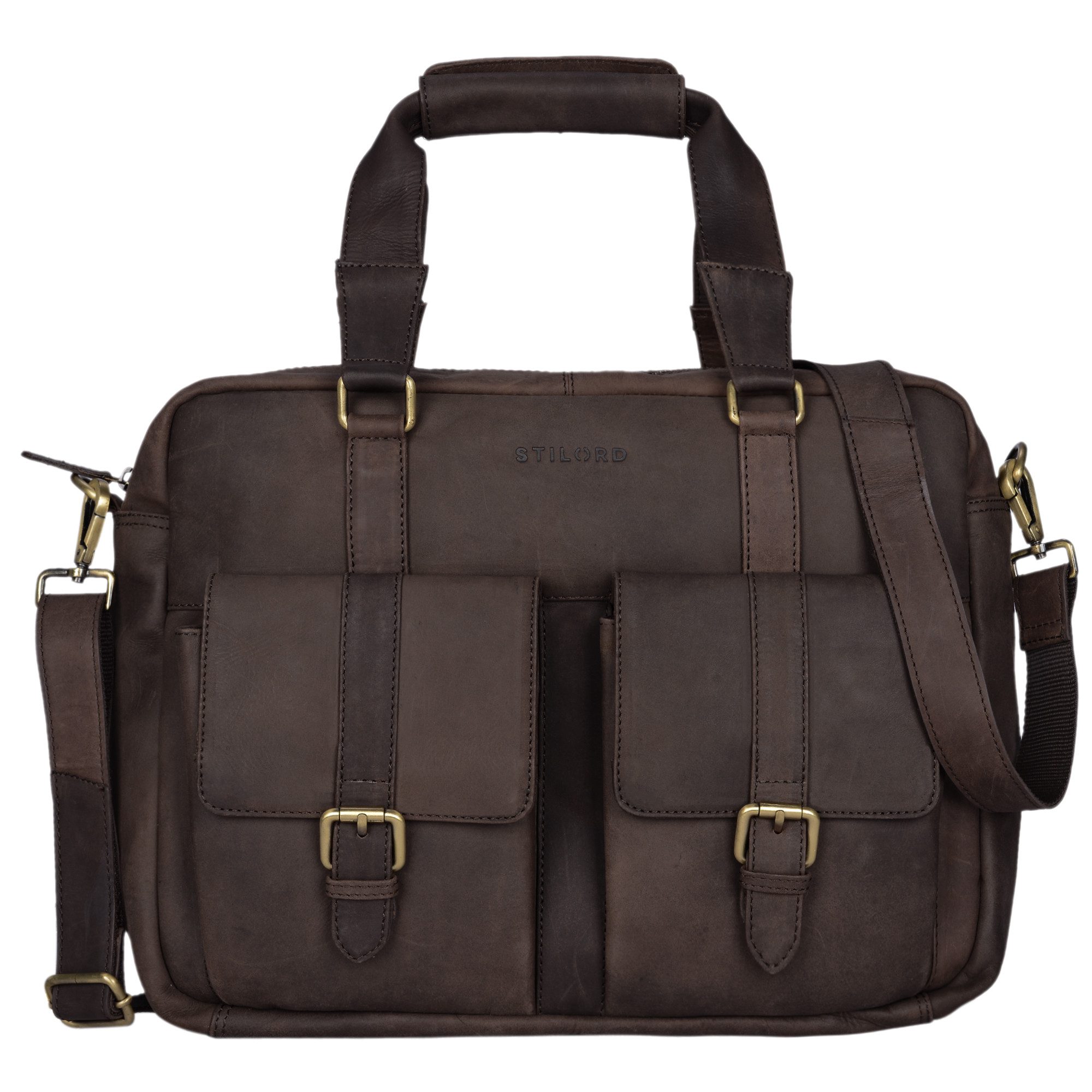 STILORD Aktentasche "Vitus" Ledertasche Männer Frauen braun