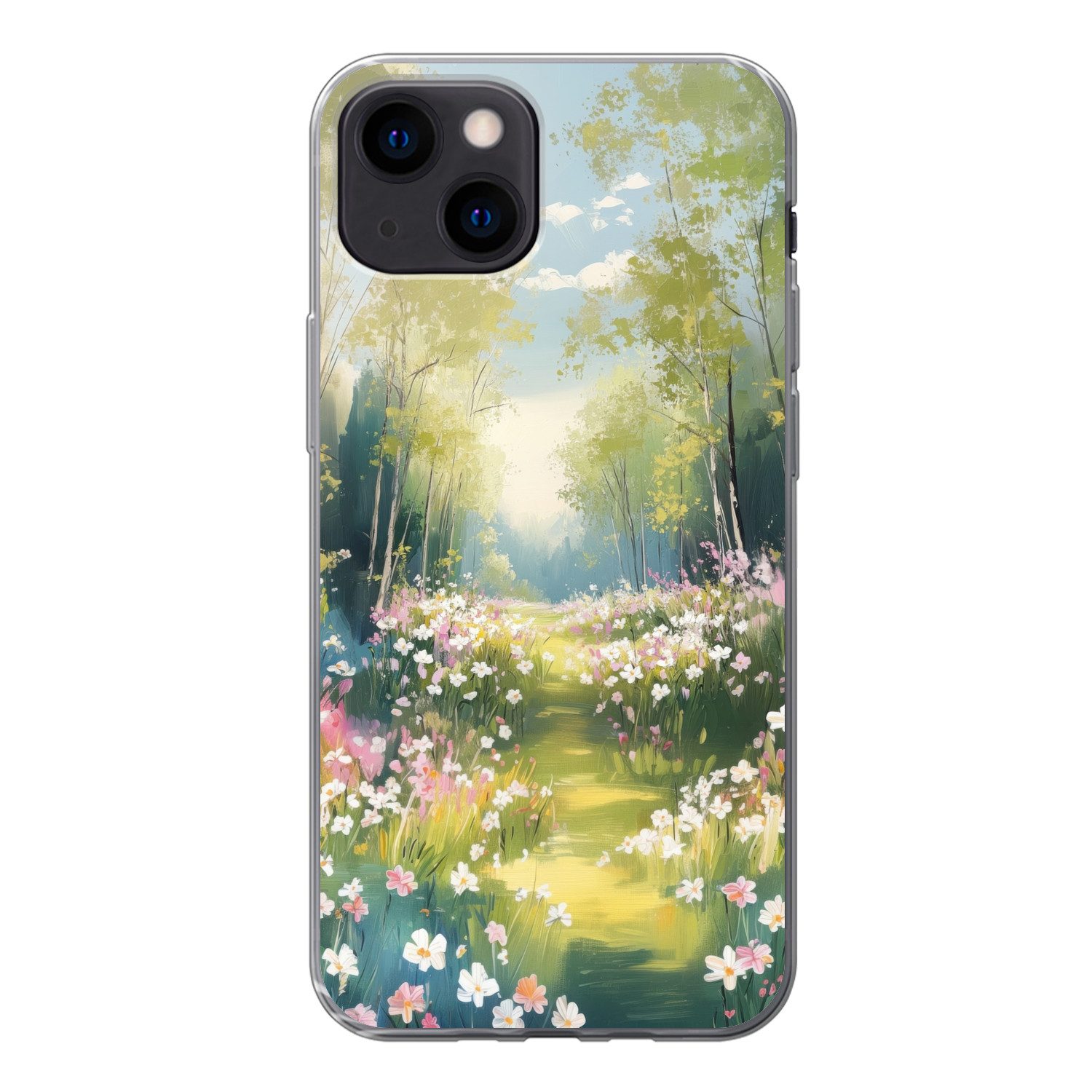 MuchoWow Handyhülle für Apple iPhone 13 mini Wald - Malerei - Farbenfroh, Smartphone-Bumper, Print, Handy Schutzhülle Dünn
