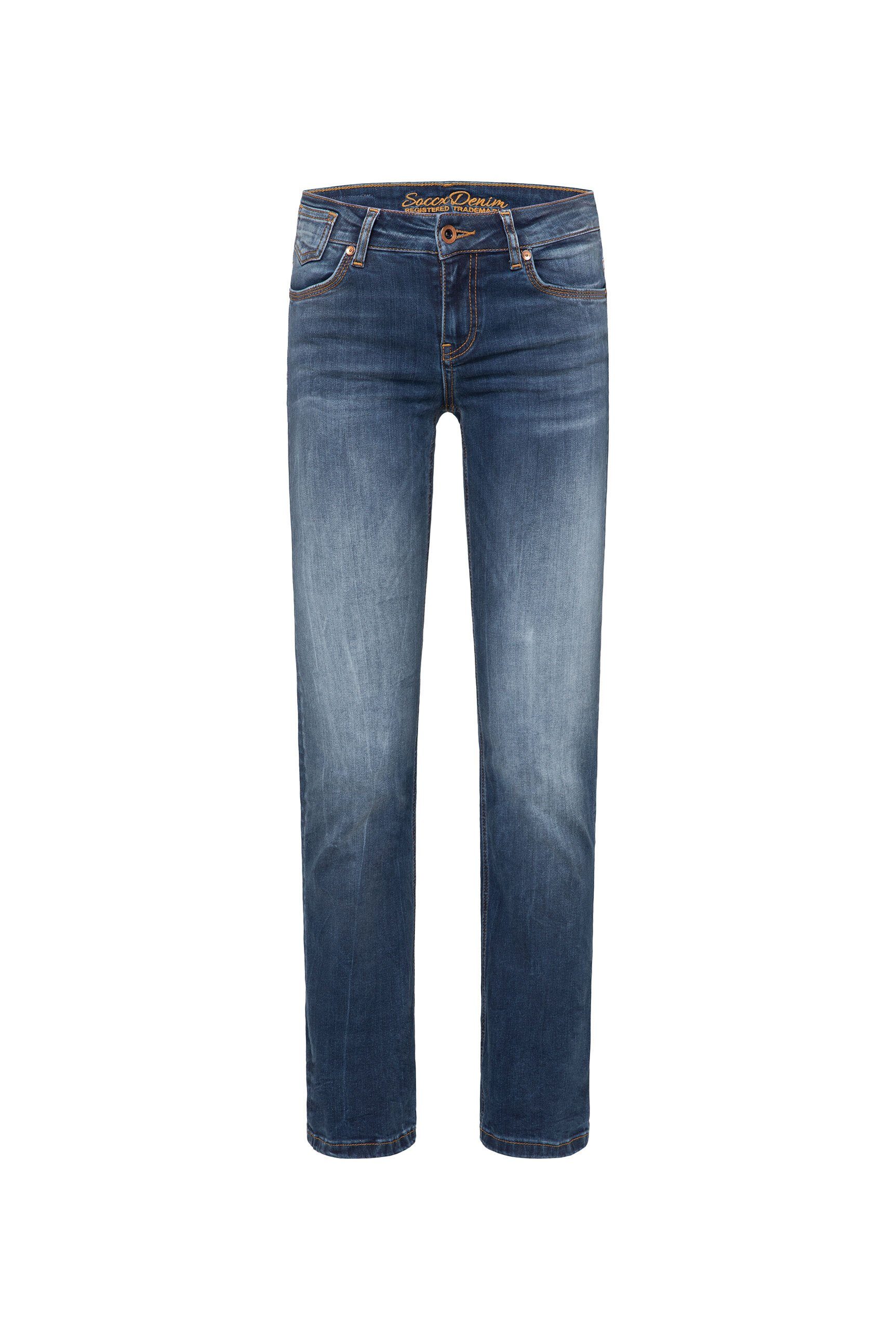 Comfort-fit-Jeans mit SOCCX Bleaching-Effekten