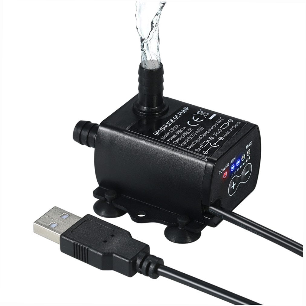 GARRYFIZH Aquarienpumpe Aquarienpumpe Wasserpumpe Aquarium USB DC5V 4.8W Aquarium Pumpe, LED-Kontrollleuchte Bürstenloser Motor