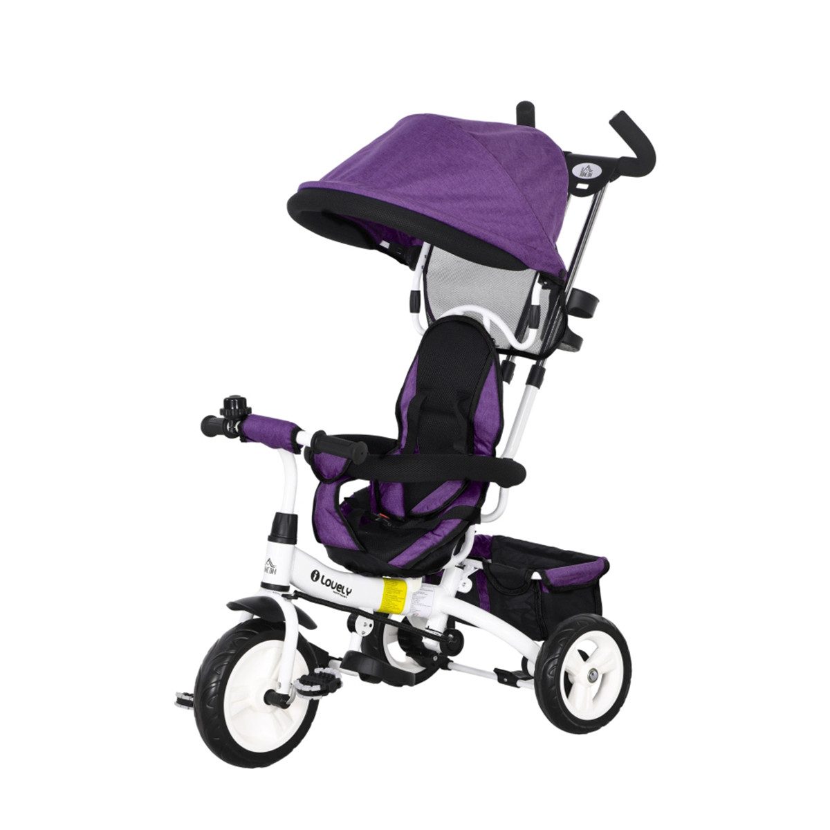 XDeer Dreirad Kinderdreirad 6-in-1 mit Schiebestange Dach Gurt und Ablagekorb, Dreirad Kinderwagen Fahrrad für 1-5 Jahre Kinder