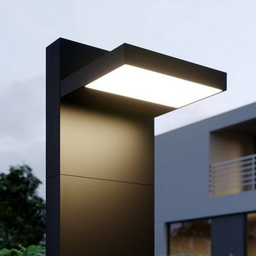 Lucande LED Pollerleuchte Silvan, LED-Leuchtmittel fest verbaut, warmweiß, Modern, Aluminium, Kunststoff, grafitgrau (RAL 840-M), weiß, 1