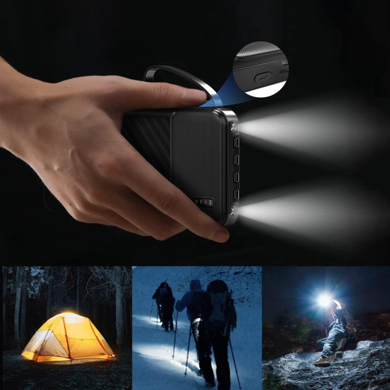 Dudao K11 Powerbank 10000 mAh (5 V), Powerbank mit 4 integrierten Kabeln