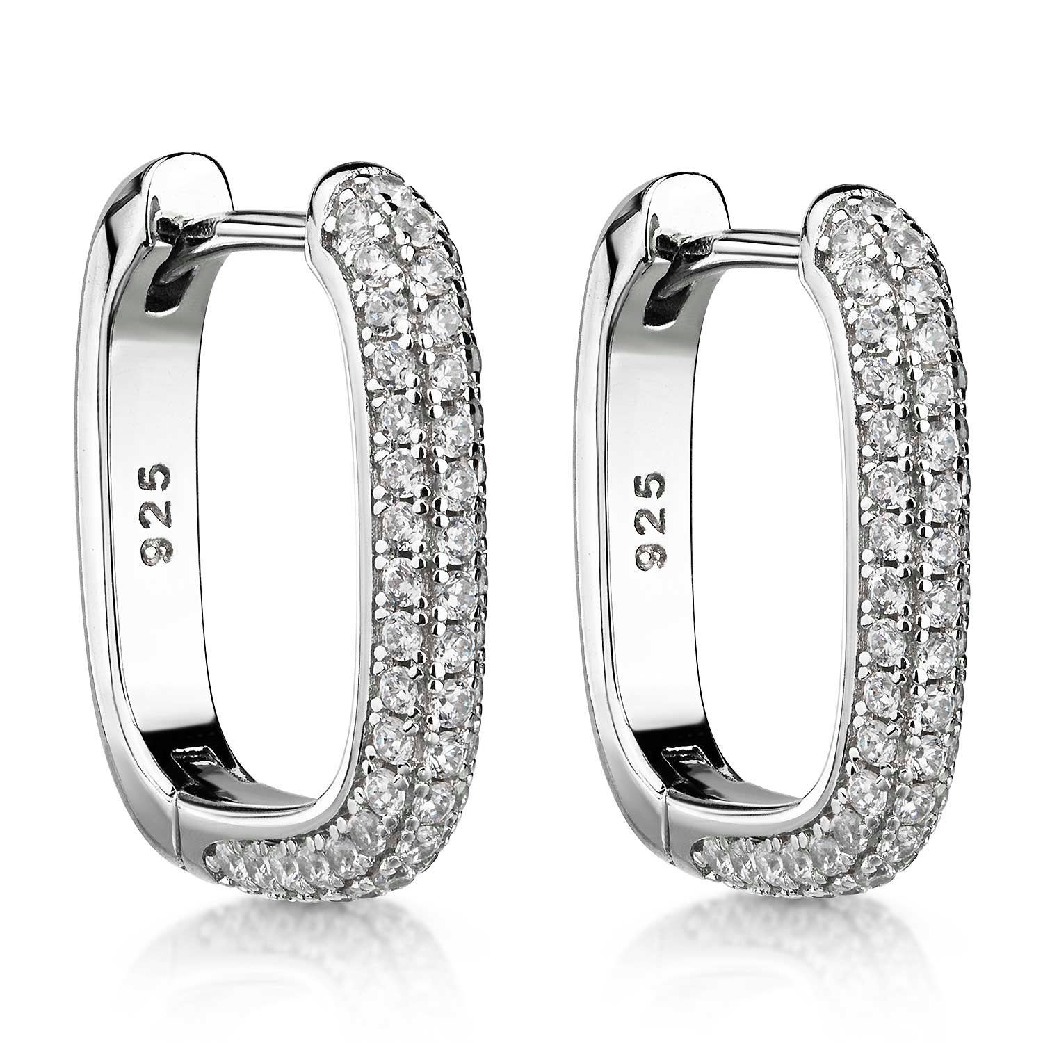 Materia Paar Creolen Damen Silber Zirkonia Klappcreolen eckig SO-482, 925 S günstig online kaufen