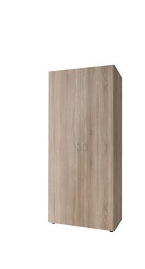 möbelando Kleiderschrank Hamina Moderner Kleiderschrank aus Spanplatte in Sonoma-Eiche Nachbildung mit 2 Holztüren, 1 Konstruktionsboden und 1 Kleiderstange. Breite 80 cm, Höhe 177 cm, Tiefe 52 cm