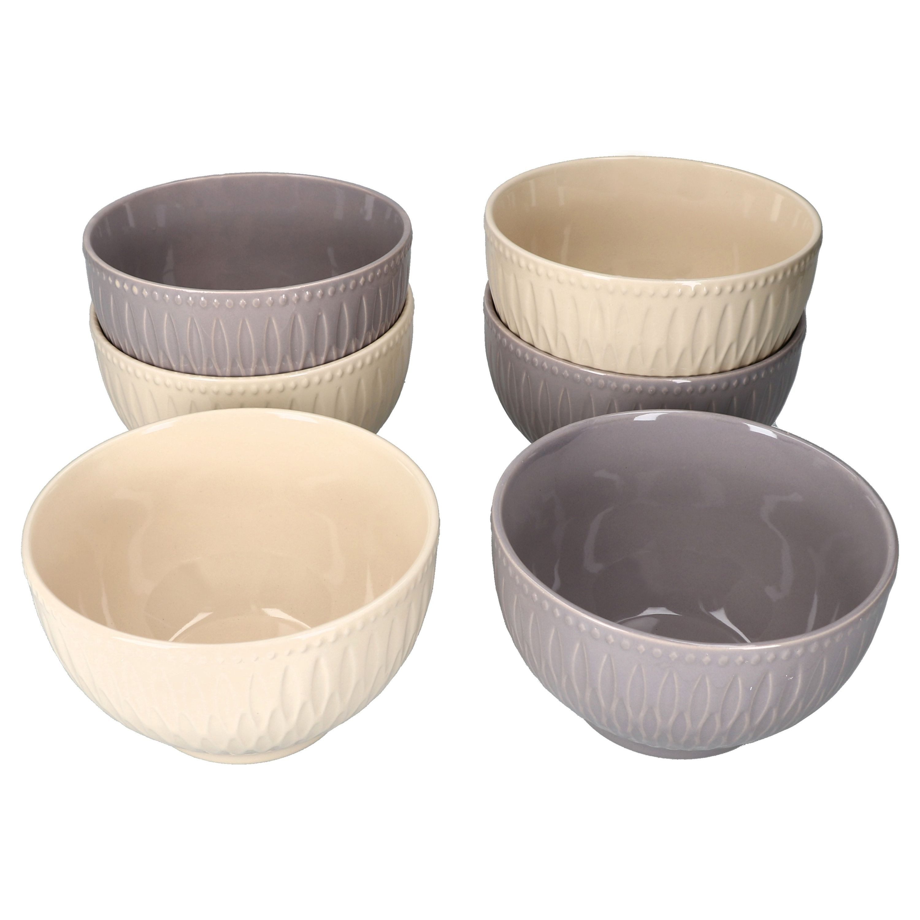 MamboCat Müslischale 6x Biko Müslischalen 650ml Keramik Vanille Grau Salat Bowl Suppe, Keramik