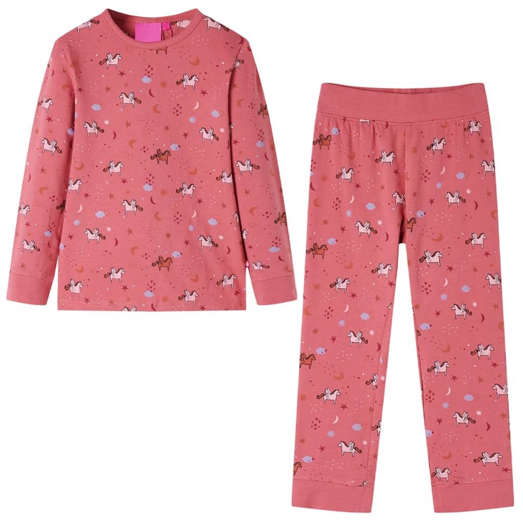 vidaXL Pyjama Kinderpyjama mit Langen Ärmeln Altrosa 104
