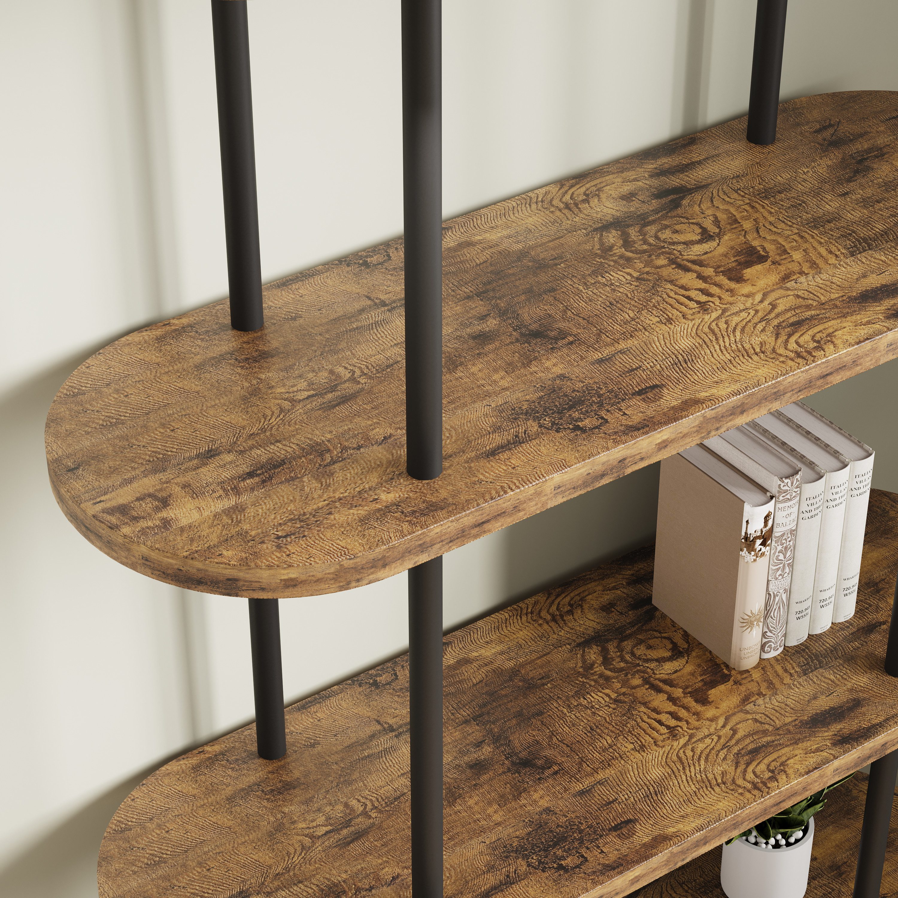 GarveeMore Bücherregal gewölbtes Bücherregal Standregal mit 5 Ebenen 80x30x180cm – Bild 3 von 5