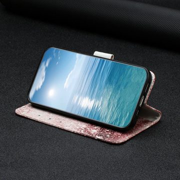 CLM-Tech Handytasche für Samsung Galaxy A15 5G Hülle Tasche aus Kunstleder Klapphülle (rosegold, Handyhülle Wallet Flip Case Cover Etui), Schutzhülle mit Standfunktion, Kartenfächer, und Magnetverschluss