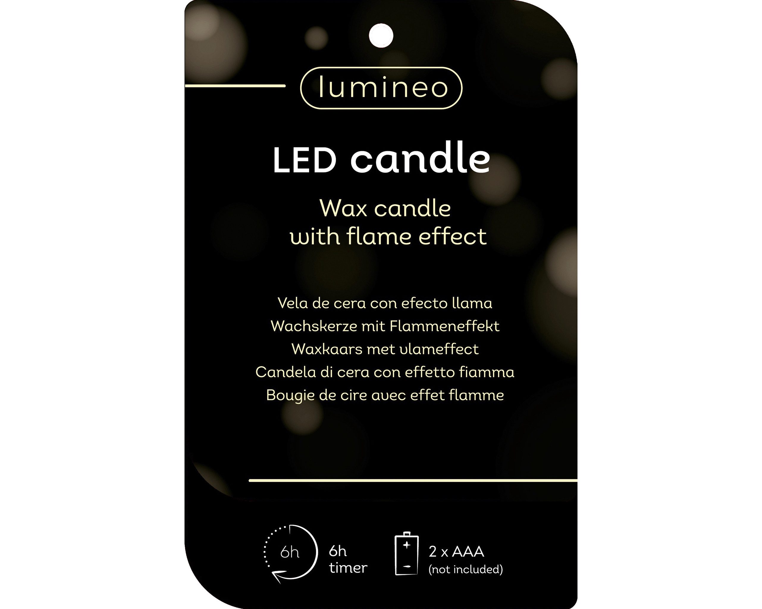 Lumineo LED-Kerze, Dauerlicht, warmweiß, LED Kerze 7x14,5cm Lavendel Motiv Wachs Batterie Weiß