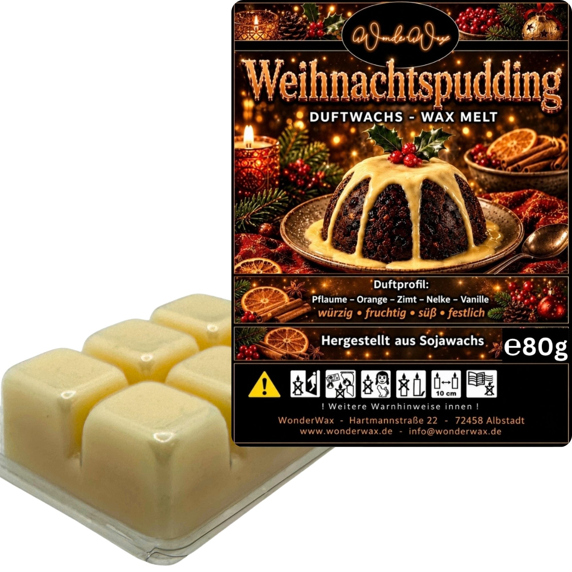 WonderWax Duftwachs WonderWax® Duftwachs 6 Würfel, (Weihnachtspudding), Duftrichtung: Weihnachtspudding