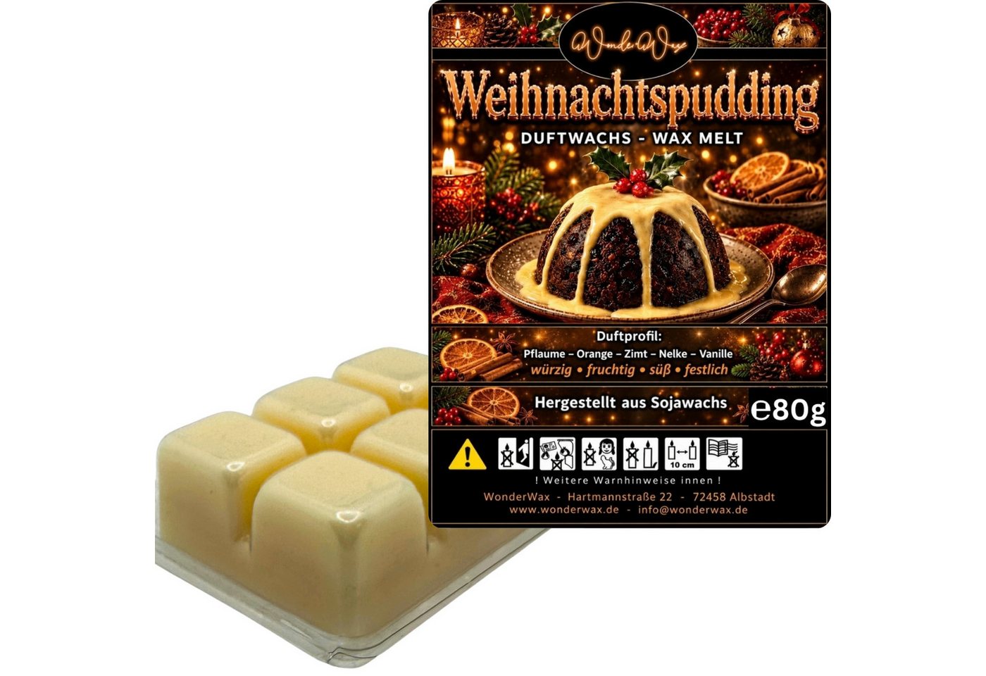 WonderWax Duftwachs WonderWax® Duftwachs 6 Würfel, (Weihnachtspudding), Duftrichtung: Weihnachtspudding