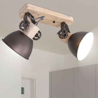 Steinhauer LIGHTING LED Deckenleuchte, Leuchtmittel nicht inklusive, RETRO Decken Lampe Wohn Zimmer schwenkbar Holz Leuchte Industrie Stil