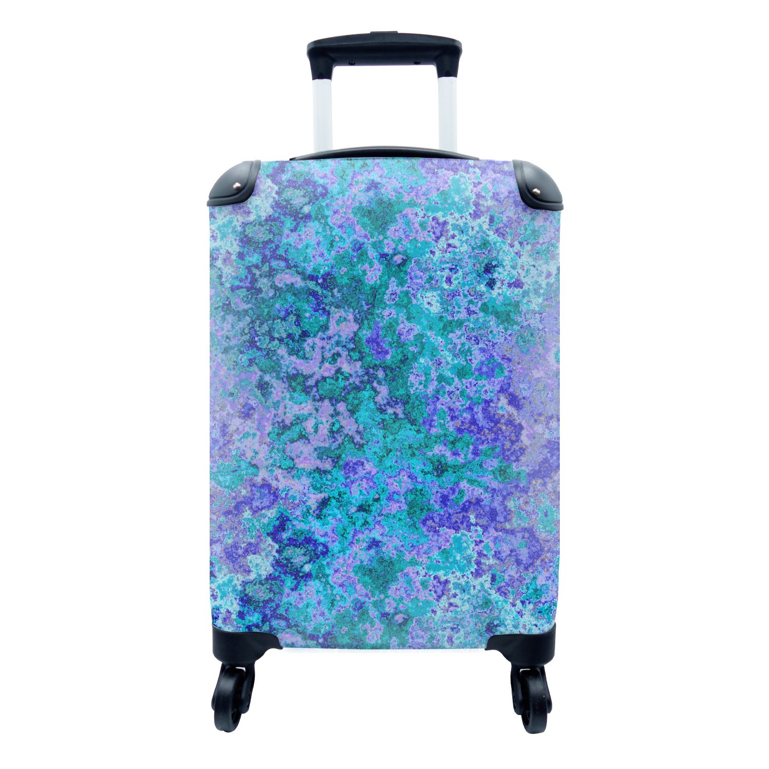 mit Trolley, Rollen, rollen, Reisetasche Handgepäckkoffer - Farbe MuchoWow Handgepäck Reisekoffer Blau, 4 Muster Ferien, - für