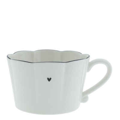 Bastion Collections Tasse »Tasse mit Henkel Ruffle Heart Keramik weiß schwarz«, Keramik