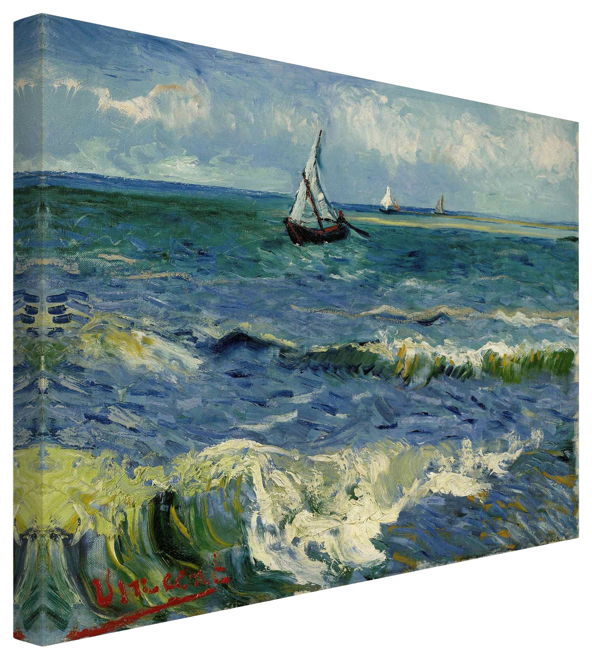 Bilderdepot24 Leinwandbild Kunstdruck Vincent van Gogh Seelandschaft blau Bild auf Leinwand XXL, Kunst & Malerei, Wohnzimmer Schlafzimmer Küche Flur Wandbild Kunstkopie Wanddeko Druck