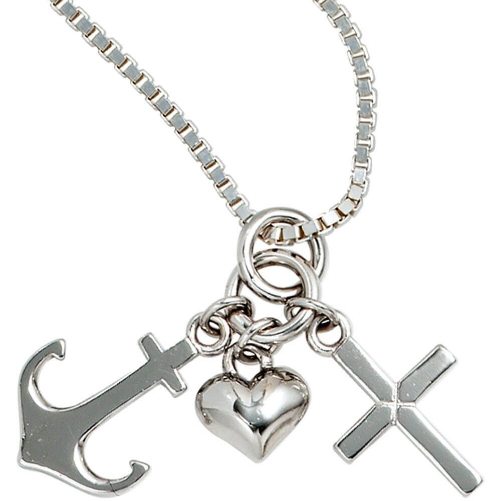 Schmuck Krone Kettenanhänger Anhänger, Glaube Liebe Hoffnung, 925 Silber, Silber 925