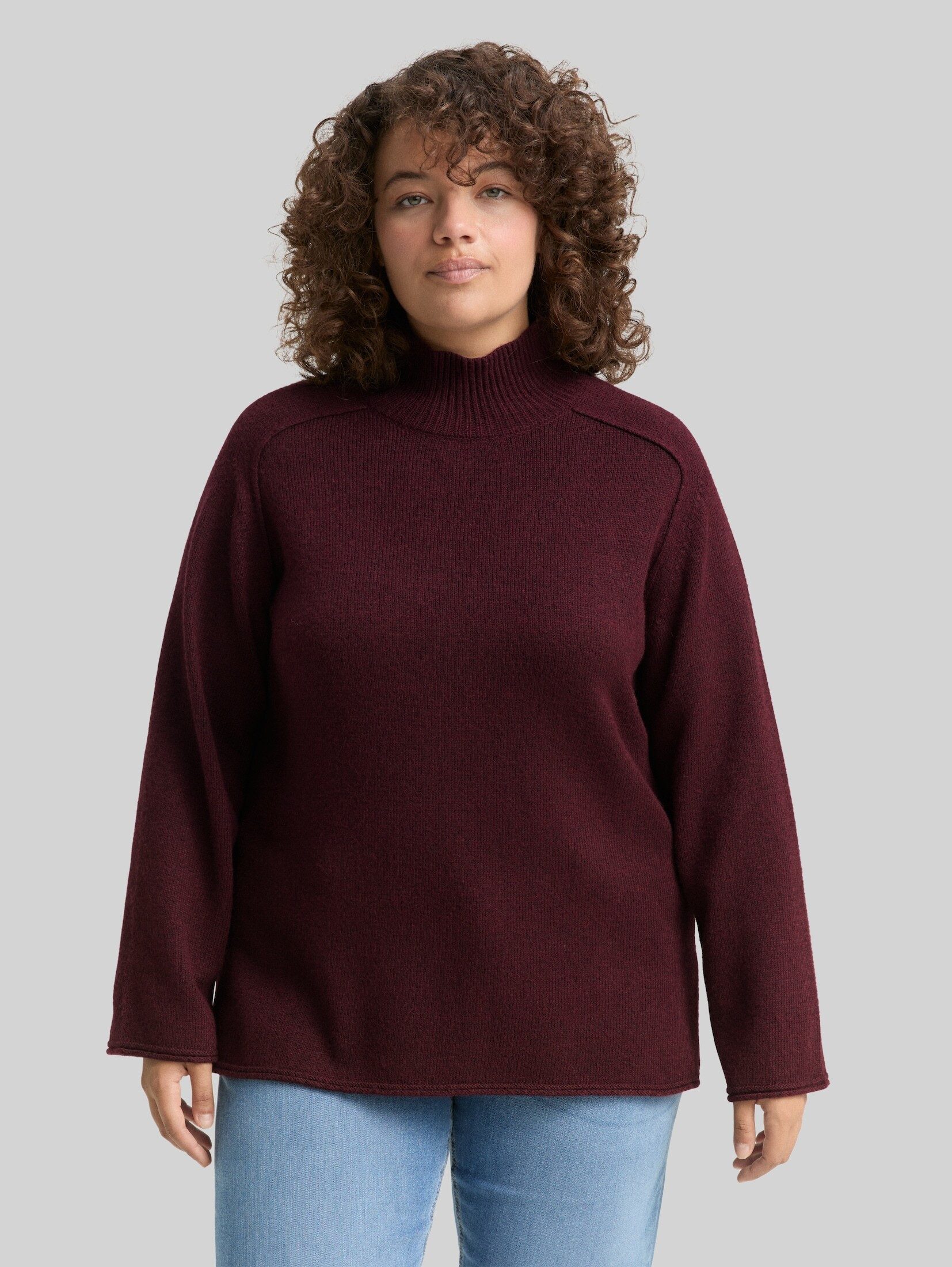 TOM TAILOR PLUS Strickpullover Pullover & Strickjacken Plus Size - Loose Fit Strickpullover mit Stehkragen