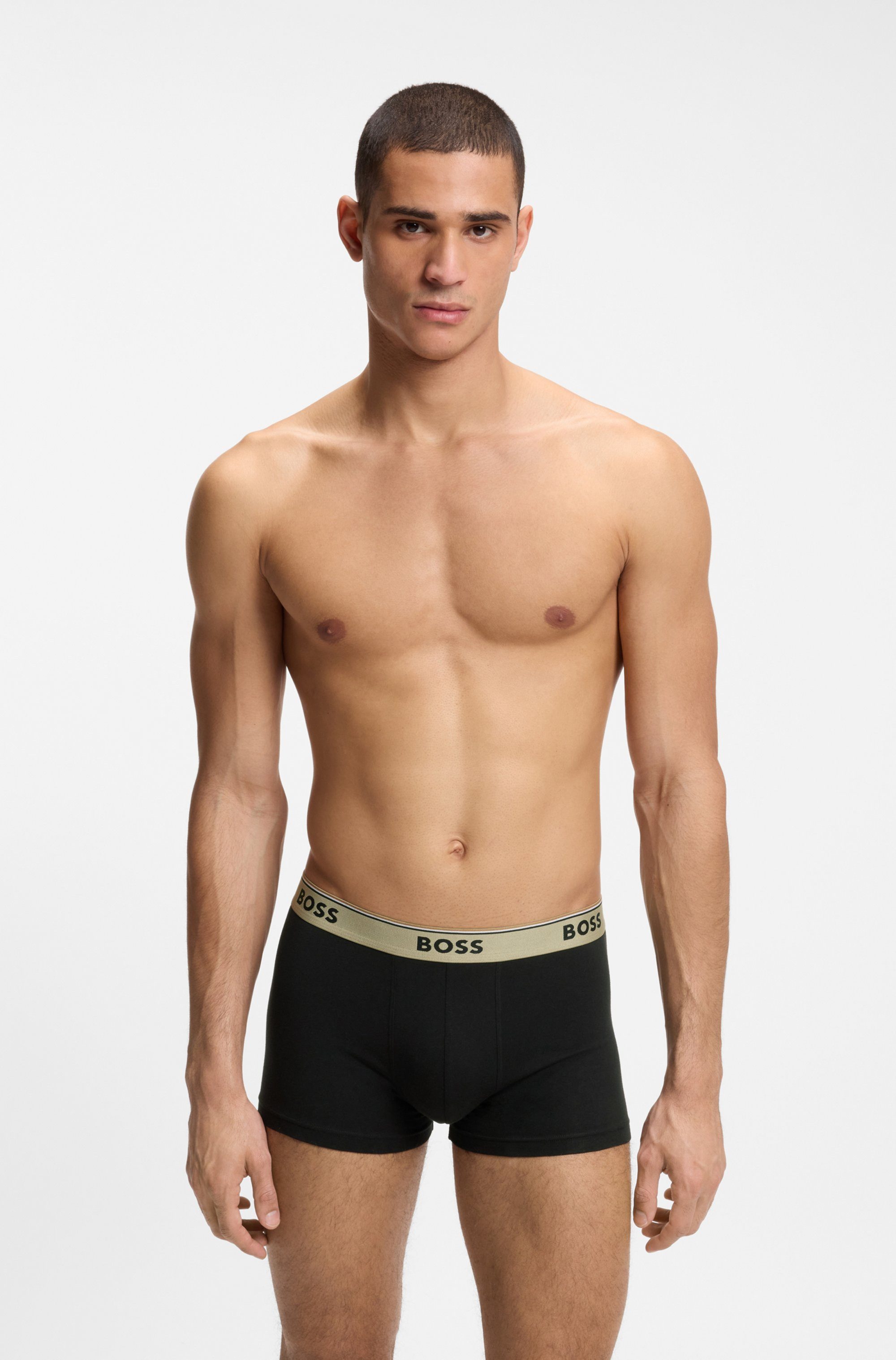 BOSS Trunk (Packung, 3-St) aus Stretch-Baumwolle mit Logo-Bund, mittlere Bundhöhe