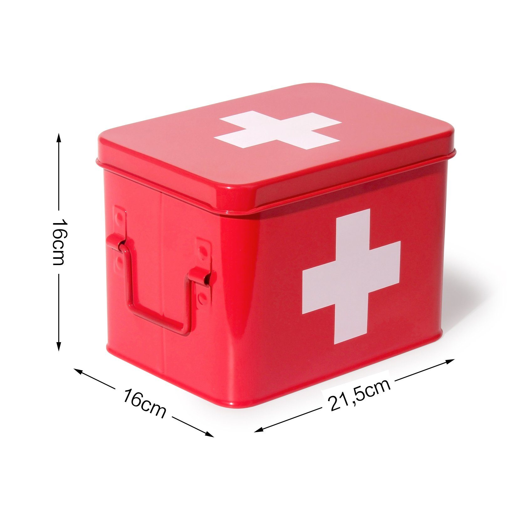Vorratsdose Medizinschränke Metall,Erste Kasten Arzneischrank (YX1002), Hilfe Medikamentenbox,Medizin Zedelmaier Box Retro, rot-21.5*16*16cm Medizinkoffer Schrank,