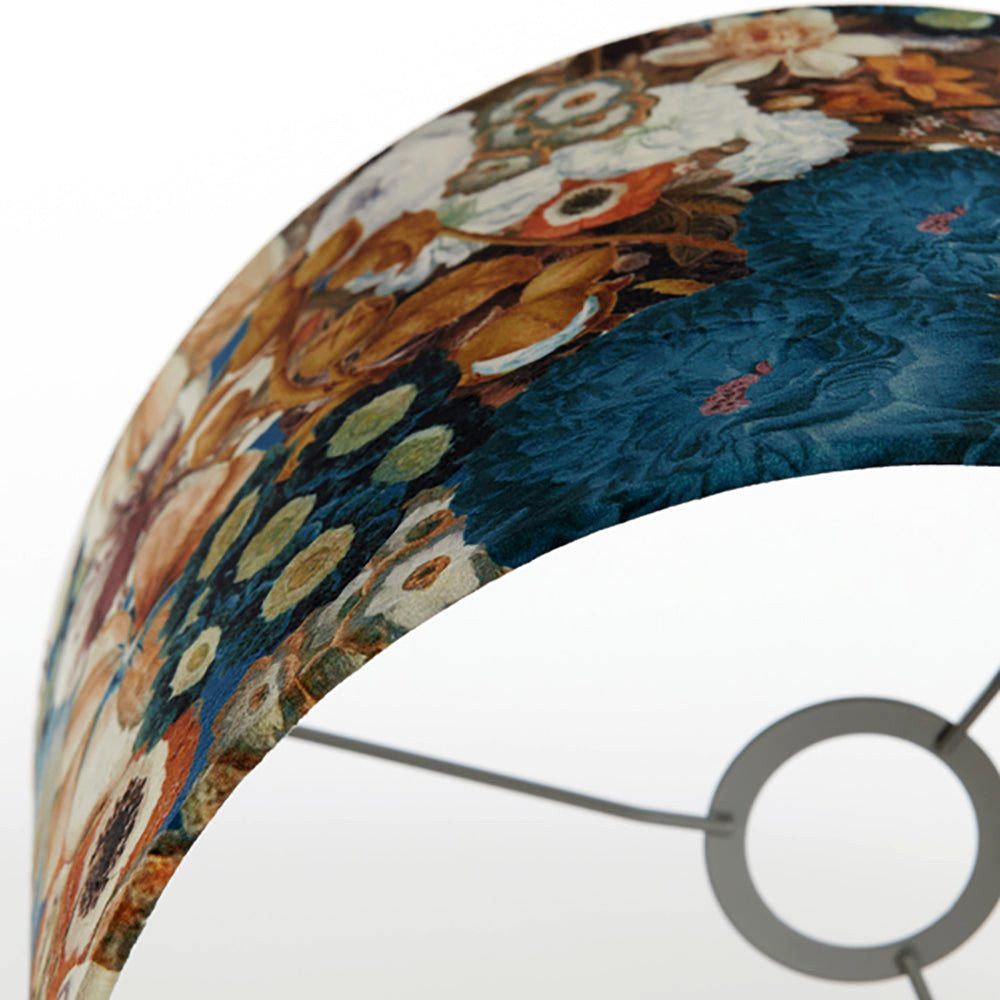 Dirk Davids Leuchten GmbH Lampenschirm Lampenschirm in Velours mit Blumen Motiven in Blau Zylinder 40-40-30, Zeitlose Eleganz – Bild 5 von 5